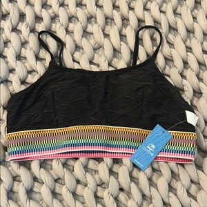 Cupshe Black Bikini Top with Multicolor Trim